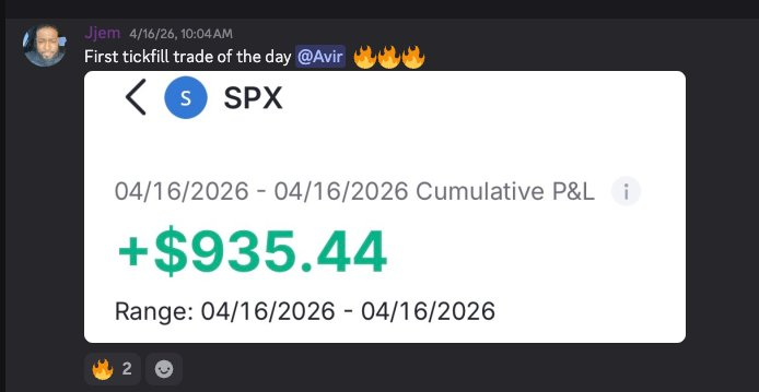 Discord post — Jjem — SPX +$935.44